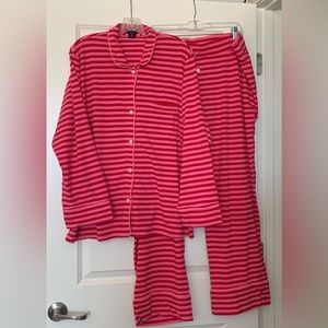 J Crew Dreamy Cotton PJ Set Red Pink